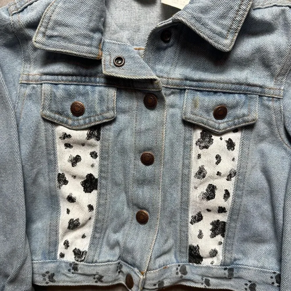 vintage GreatLand 101 Dalmatians Style Hand-Painted Denim Jacket